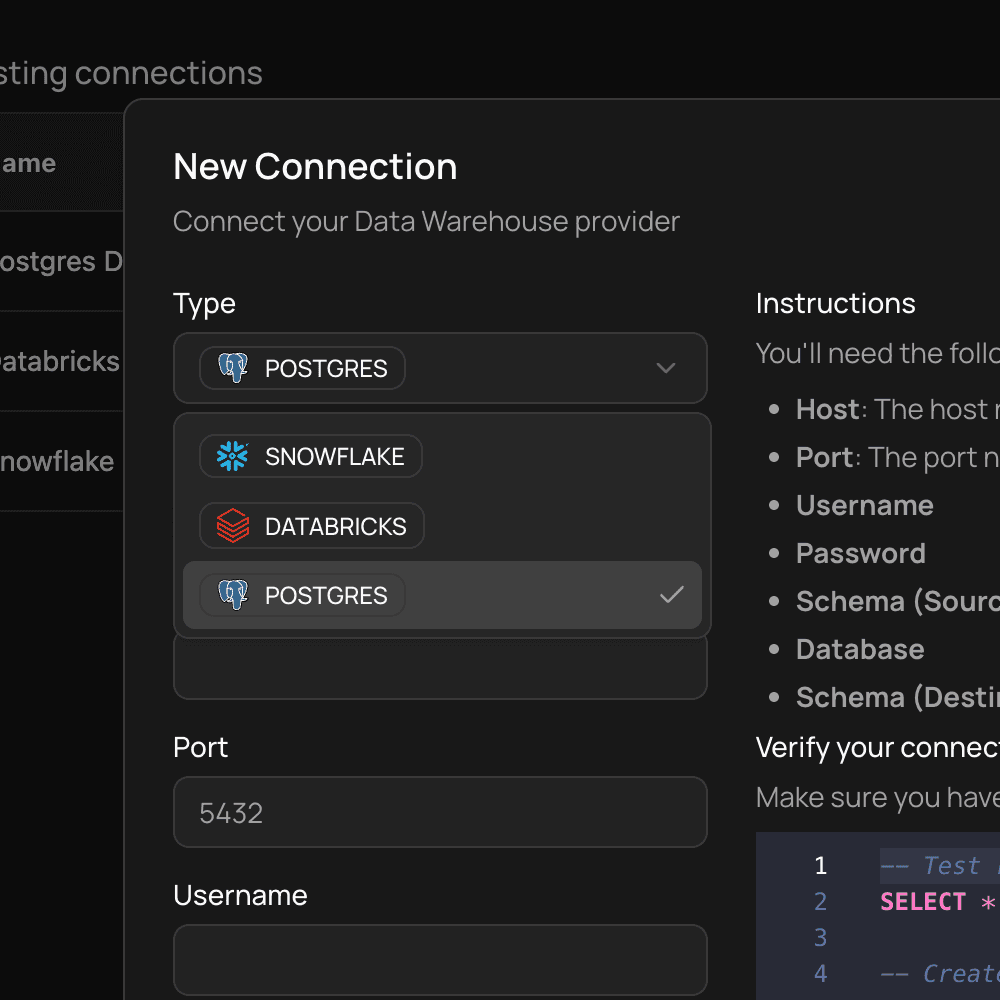 Setup a connection